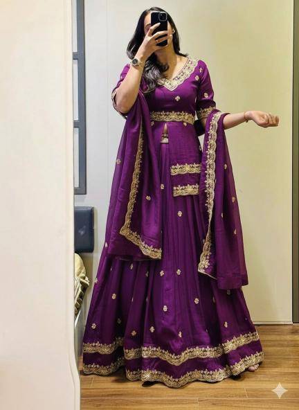 Launching Wedding wear PC 552 Chinon Purple Bridal lehenga choli wholesale